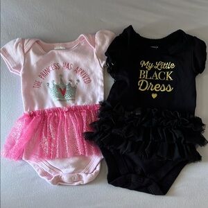 Pink and Black Baby Onesies with Tulle Skirts final price